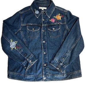 Tommy Hilfiger Flower Embroidered Jean Jacket Sz 2X